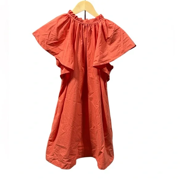 GAP Tie Front Flutter Sleeve Mini Dress Orange Cotton M - Picture 4 of 7